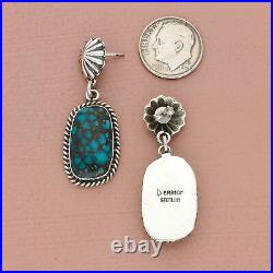 Navajo sterling silver vintage derrick gordon braided turquoise dangle earrings