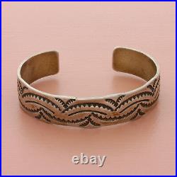 Navajo sterling silver vintage stamped cuff bracelet size 6.5in