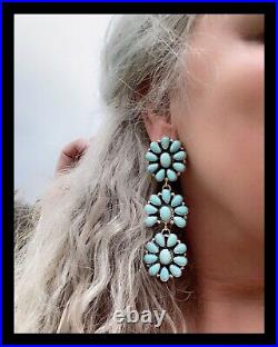 Navajodry Creek Turquoise Tripple Cluster Earrings Ss Geraldine James