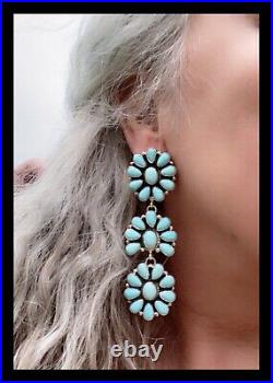 Navajodry Creek Turquoise Tripple Cluster Earrings Ss Geraldine James