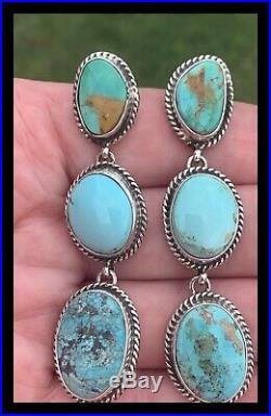 Navajolarge2 3/4 In Longssroyston Turquoise Earringsrussell Sam