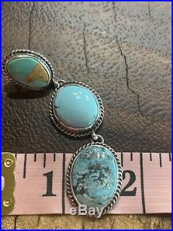 Navajolarge2 3/4 In Longssroyston Turquoise Earringsrussell Sam