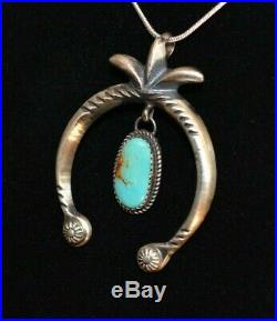 Necklace Naja Turquoise & Sterling Silver Navajo Native American Artist M C