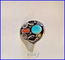 Necklace + Ring Sterling Silver Turquoise + Coral +