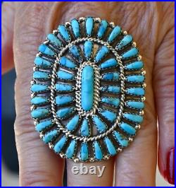 New BIG Navajo sz 7 Ring by Benally Sleeping Beauty Turquoise & Sterling 16 gram