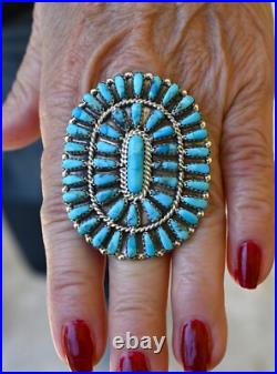New BIG Navajo sz 7 Ring by Benally Sleeping Beauty Turquoise & Sterling 16 gram
