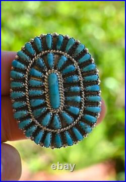 New BIG Navajo sz 7 Ring by Benally Sleeping Beauty Turquoise & Sterling 16 gram