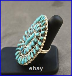 New BIG Navajo sz 7 Ring by Benally Sleeping Beauty Turquoise & Sterling 16 gram