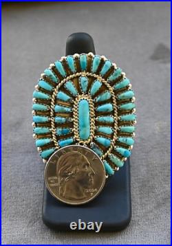 New BIG Navajo sz 7 Ring by Benally Sleeping Beauty Turquoise & Sterling 16 gram