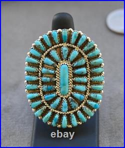 New BIG Navajo sz 7 Ring by Benally Sleeping Beauty Turquoise & Sterling 16 gram