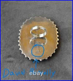 New Huge Navajo D Benally Sz 7.5 Ring Sterling & Green Sonoran Turquoise 23grams