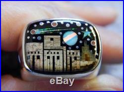 New Mens Sterling Silver Night Sky Mirco Inlay Ring Navajo Fred Begay Size 12