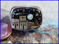 New Mens Sterling Silver Night Sky Mirco Inlay Ring Navajo Fred Begay Size 12