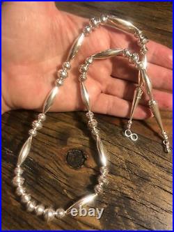 New Navajo 925 Sterling Silver 22 1/2 Bench Bead Necklace