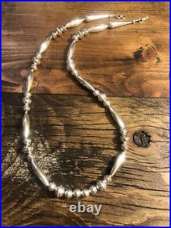New Navajo 925 Sterling Silver 22 1/2 Bench Bead Necklace