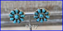 New Navajo earrings by D. Benally Sleeping Beauty Turquoise & Sterling 10 grams