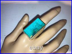 Nice Large Vintage Navajo Sterling Silver Turquoise Mens Ring Size 10