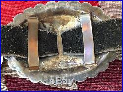 Nice! Navajo Native American Stamped Sterling Silver Old Pawn Concho Belt