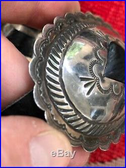 Nice! Navajo Native American Stamped Sterling Silver Old Pawn Concho Belt