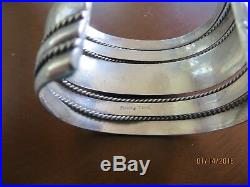 OLD PAWN NATIVE by FRANKLIN TAHE WIDE ROPE TWIST STERLING CUFF BRACELET 91.78g
