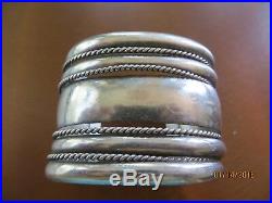 OLD PAWN NATIVE by FRANKLIN TAHE WIDE ROPE TWIST STERLING CUFF BRACELET 91.78g