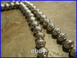 OLDER Vintage Navajo Graduated Sterling Silver PEARLS Design Bead Necklace