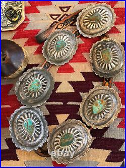 OMG! Massive Navajo Indian Sterling Silver & Turquoise Old Pawn Concho Belt