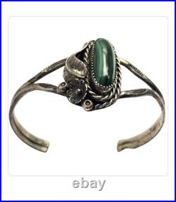 ONE OF THE BEST NAVAJO Sam Bahe MALACHITE STERLING SILVER BRACELET