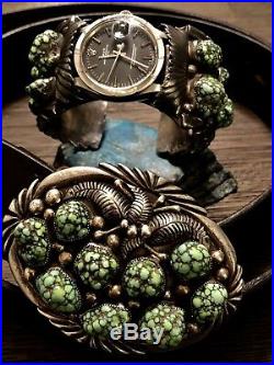 OOAK Old Pawn Watch Cuff & Buckle Set WithEXTINCT Carico Lake Turquoise REAL ROLEX