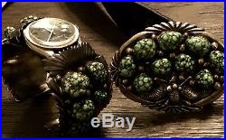 OOAK Old Pawn Watch Cuff & Buckle Set WithEXTINCT Carico Lake Turquoise REAL ROLEX