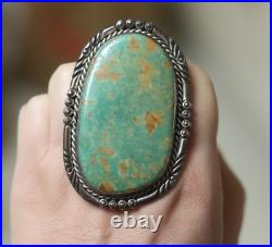 OUTRAGEOUS vintage Navajo TURQUOISE RING sz 9.75 men women sterling silver 47g