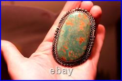 OUTRAGEOUS vintage Navajo TURQUOISE RING sz 9.75 men women sterling silver 47g