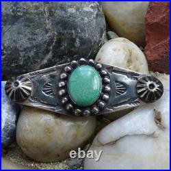Old Fred Harvey Era Navajo Pin Brooch Oval Turquoise Satellite Raindrops Buttons