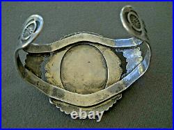 Old Native American Orange Black Petrified Wood Sterling Silver Stamped Bracelet