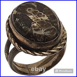 Old Navajo Sterling Silver & Wyoming Fossilized Turritella Agate Ringsz11