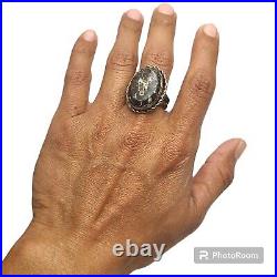 Old Navajo Sterling Silver & Wyoming Fossilized Turritella Agate Ringsz11