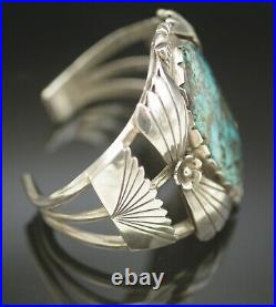 Old Pawn Ben Shiley Navajo Large Turquoise And Sterling Silver Cuff Bracelet