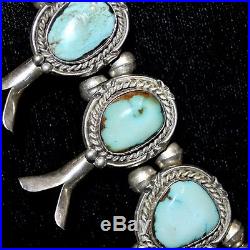 Old Pawn/Estate Navajo Sterling Silver & Turquoise Squash Blossom Necklace