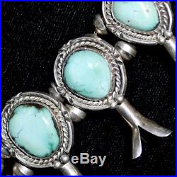 Old Pawn/Estate Navajo Sterling Silver & Turquoise Squash Blossom Necklace