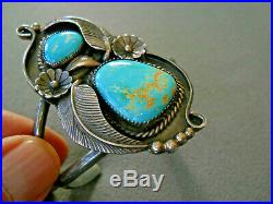 Old Pawn Native American Indian Turquoise Sterling Silver Cuff Bracelet