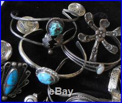 Old Pawn Native American Zuni Navajo Turquoise Cuff Bracelet Ring STERLING Lot
