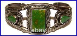 Old Pawn Navajo Cerrillos Turquoise Cuff Bracelet Ingot Sterling Silver Native