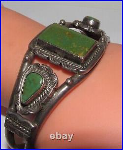Old Pawn Navajo Cerrillos Turquoise Cuff Bracelet Ingot Sterling Silver Native