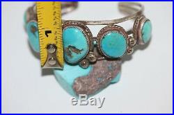Old Pawn Navajo Cuff Bracelet, Sleeping Beauty, Sterling Silver