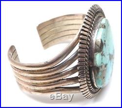 Old Pawn Navajo Sterling Silver Blue Mountain Turquoise Bracelet