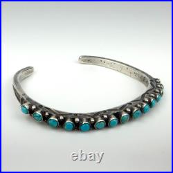 Old Pawn Navajo Sterling Silver Fifteen SNAKE EYE TURQUOISE Bracelet