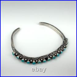 Old Pawn Navajo Sterling Silver Fifteen SNAKE EYE TURQUOISE Bracelet