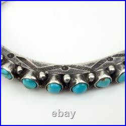 Old Pawn Navajo Sterling Silver Fifteen SNAKE EYE TURQUOISE Bracelet