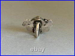 Old Pawn Rare Navajo Sterling Silver with Turquoise and Coral Watch Ring. Size 6