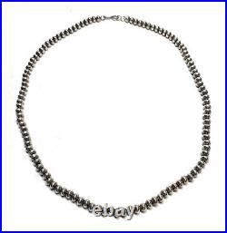 Old Pawn Sterling Silver Navajo Bench Bead Necklace 23.25in